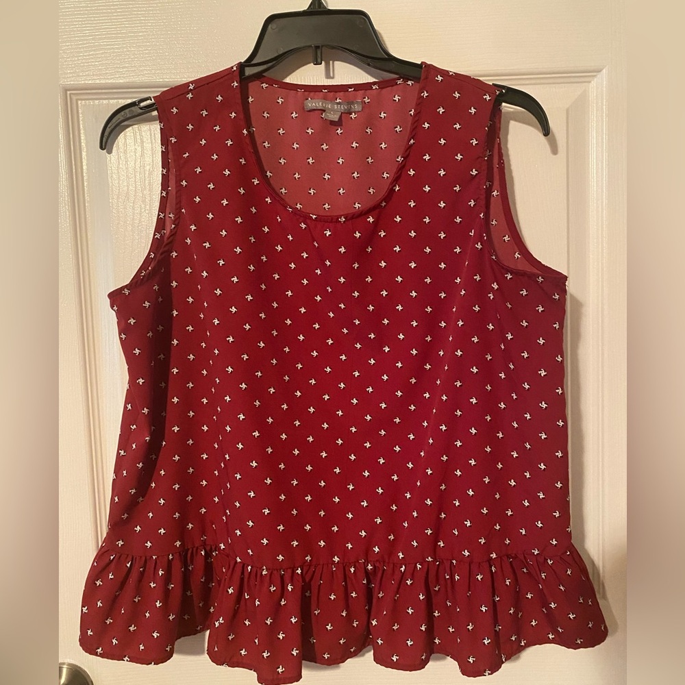 Valerie Stevens Sleeveless Peplum Blouse Women’s Size Large